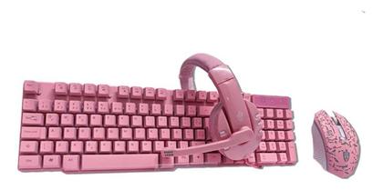 Imagem de Kit Gamer Evolut EG-53 Teclado, Mouse, Headset Rosa