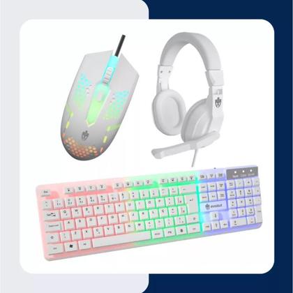 Imagem de Kit Gamer Evolut Eg55 Starter Branco Rainbow Com Mousepad