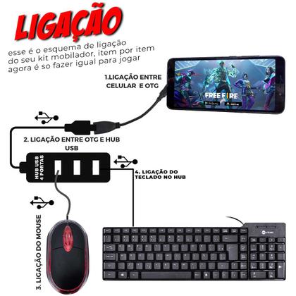 Imagem de Kit Gamer Mobilador Barato Teclado Preto abnt2  Mouse Óptico