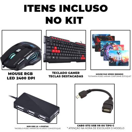 Imagem de Kit Gamer Mobilador Para Celular Com Teclado + Mouse Gamer 3200Dpi