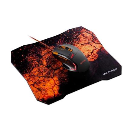Imagem de Kit Gamer Mouse Multilaser 3200DPI 8 Botões Preto e Laranja com LEDe Mousepad Incluso - MO256
