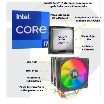 Imagem de Kit Gamer Placa Mãe H81 M2 USB 3.0 + I7 4790 + 8gb Ddr3 + Cooler Rgb