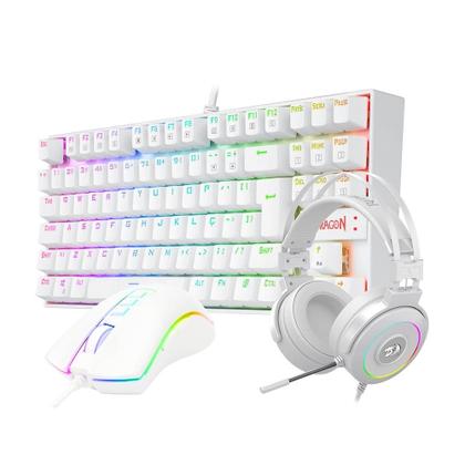 Imagem de Kit Gamer Redragon RGB Headset Lamia 2 Surround 7.1 + Teclado Kumara Switch Outemu Blue + Mouse Cobra V2, 12400DPI, Branco - S125W