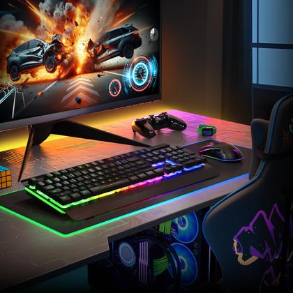 Imagem de Kit Gamer RiSophy Sem Fio - Teclado e Mouse com Bateria 3200mAh