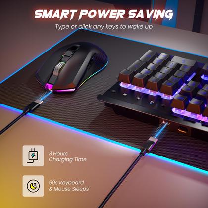 Imagem de Kit Gamer RiSophy Sem Fio - Teclado e Mouse com Bateria 3200mAh