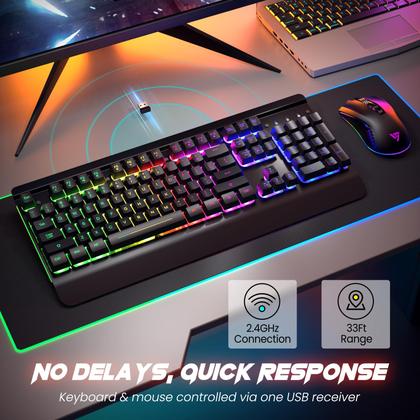 Imagem de Kit Gamer RiSophy Sem Fio - Teclado e Mouse com Bateria 3200mAh