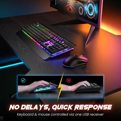 Imagem de Kit Gamer RiSophy Sem Fio - Teclado e Mouse com Bateria 3200mAh