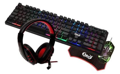 Imagem de Kit Gamer Teclado Semi Mecânico RGB Mouse Headset e Mouse Pad 3600 DPI Profissional