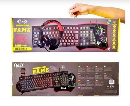 Imagem de Kit Gamer Teclado Semi Mecânico RGB Mouse Headset e Mouse Pad 3600 DPI Profissional