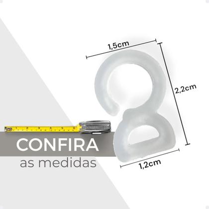 Imagem de Kit Gancho Argola Transparente Varão Comum Ganchinho 8 Oito Cortina Kit 10/20/25/30/40/50 Un