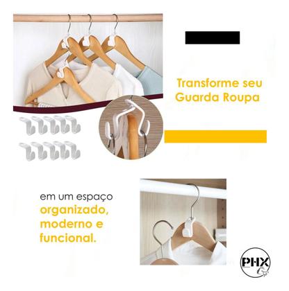 Imagem de Kit Ganchos Extensores para Cabides de Roupas Conector Vertical Cores Variadas