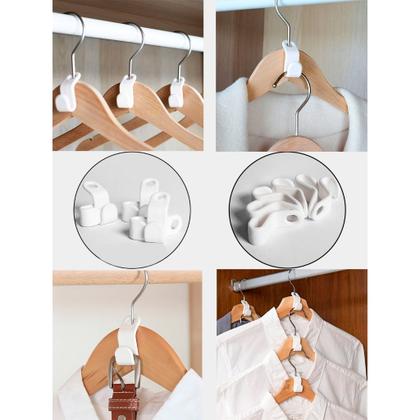 Imagem de Kit Ganchos Extensores para Cabides de Roupas Conector Vertical Cores Variadas