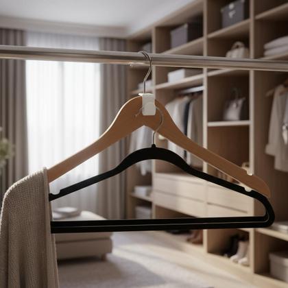 Imagem de Kit Ganchos Extensores para Cabides de Roupas Conector Vertical Cores Variadas