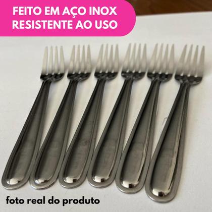 Imagem de Kit Garfo De Sobremesa Aço Inox Conjunto Dia a Dia Jogo Talher Resistente Multiuso