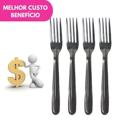 Imagem de Kit Garfo De Sobremesa Aço Inox Conjunto Dia a Dia Jogo Talher Resistente Multiuso