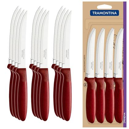 Imagem de Kit Garfo e Faca Tramontina Aço Inox 24 Peças Conjunto Ipanema Talheres De Mesa Facas Para Churrasco