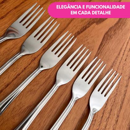 Imagem de Kit Garfo Refeição Mesa Jogo Aço Inox Premium Talher Cozinha Restaurante Bar Buffet Churrasco