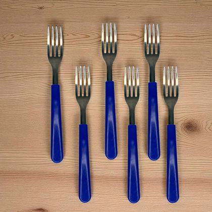 Imagem de Kit Garfos de Mesa Premium Azul San Marino em Aço Inox - 6 Unidades