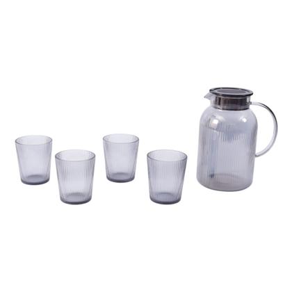 Imagem de Kit Garrafa com 4 Copos de Vidro Para Sucos, Drinks e Chá