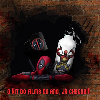 Imagem de Kit Garrafa Squeeze Deadpool Wolverine+Caneca Branca Marvel