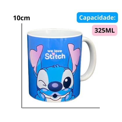 Kit Garrafa Squeeze Stitch + Caneca De Porcelana - bloom Imagem de Kit Garrafa Squeeze Stitch + Caneca De Porcelana