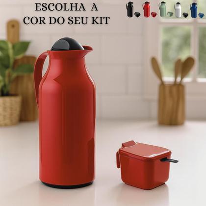 Imagem de Kit Garrafa Térmica 1 Litro Siena Unitermi e Acompanha Açucareiro 350 ML Café Água Chimarrão