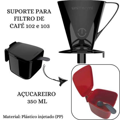 Imagem de Kit Garrafa Térmica 1L Siena Suporte Porta Filtro de Café 102 103 Açucareiro com Colher Unitermi