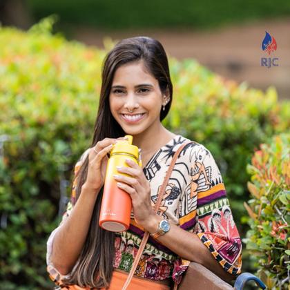 Imagem de KIT Garrafa Térmica Arell Straw Flask 532ml com Saquinho Algodão