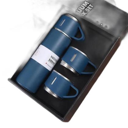 Imagem de Kit Garrafa Térmica Com Xícaras Inox 500 Ml Com Garantia