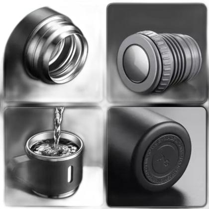 Imagem de Kit Garrafa Térmica Com Xícaras Inox Com Visor E Tampa