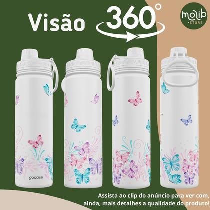 Imagem de KIT Garrafa Térmica Gocase Original Premium Estampas 650ml com saquinho protetor