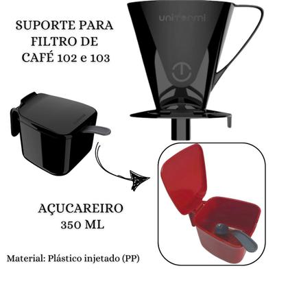 Imagem de Kit Garrafa Térmica Roma 1 Litro Com Suporte para Filtro de Café 102 e 103 Açucareiro 350 ML