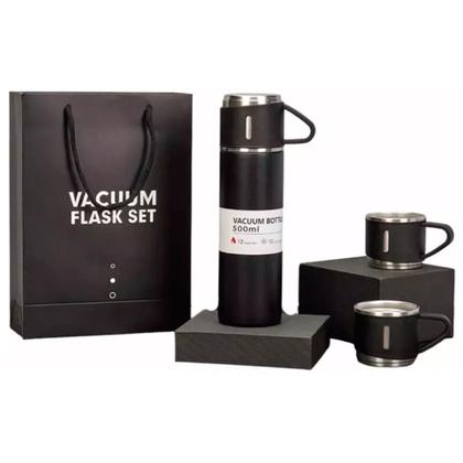 Imagem de Kit Garrafa Térmica Vacuum Flask Set 500ml Com 3 Xícaras