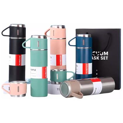 Imagem de Kit Garrafa Térmica Vacuum Flask Set 500ml Com 3 Xícaras