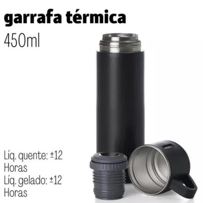 Imagem de Kit Garrafa Térmica Vacuum Flask Set Inox 500ml + 3 Xícaras