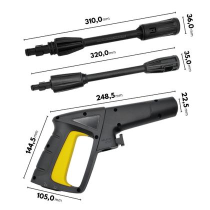 Imagem de Kit Gatilho com Baioneta Bico Leque e Mangueira Nylon 3m Compatível com Lavajato Einhel TC-HP 90