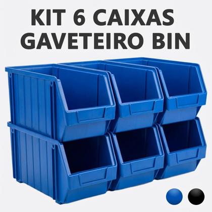 Imagem de Kit Gaveta Caixa BIN N8 Plástica Empilhável Organizadora Parafusos Ferramentas Oficina Gaveteiro
