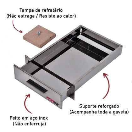 Imagem de Kit Gaveta Cinzeiro + Pá de Limpeza Churrasqueira Inox
