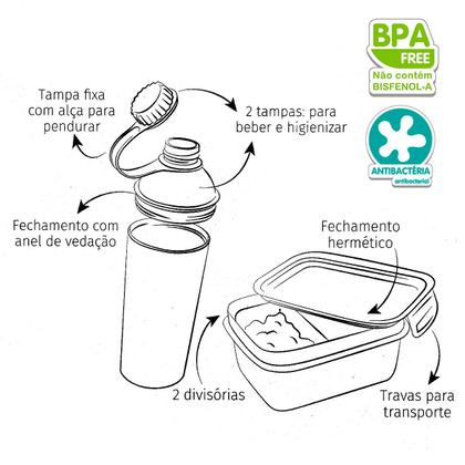 Imagem de Kit Geek Presente Garrafa 660ml e Pote Marmita Hermética 850ml