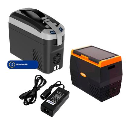 Imagem de Kit Geladeira Portátil 12/24V 18L ou 35L + Conversor 12V 8A p/ Caminhão, Viagens e Camping - Elber