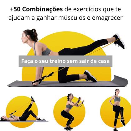Imagem de Kit Ginastica Elástico Exercício + Faixa Elastica Miniband