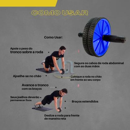 Imagem de Kit Ginástica Exercícios Em Casa Caneleira 2kg + Roda Abdominal