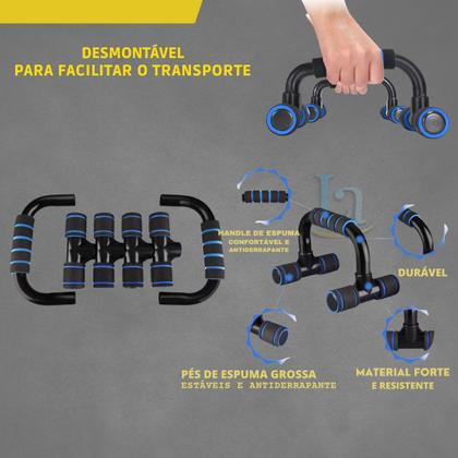 Imagem de Kit Ginastica Faixa Elástica + Barra Chão flexão + Corda + Roda Abdominal Exercício