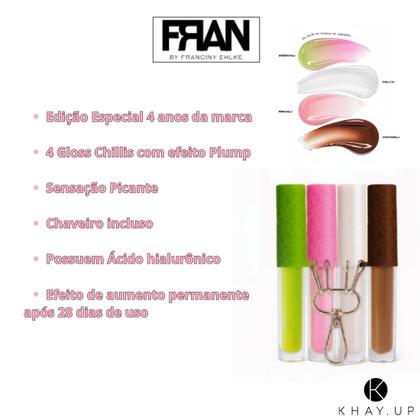 Imagem de Kit Gloss Franciny Ehlke Chilli Cake 4 Glosses Plump Chilli 23, GreenChilli, ChocoChilli e PinkChilli