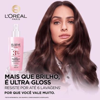 Imagem de Kit Glycolic Gloss Shampoo Condicionador 400ml  Sérum Prolongador Elixir Elseve Ácido Glicólico