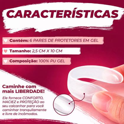 Imagem de Kit Gold Sports Protetor De Gel Para Calcanhar / Tendão - 6 Pares