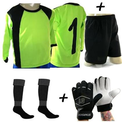 Imagem de Kit Goleiro 4 x 1 Bermuda vrd/pto Infantil - TRB