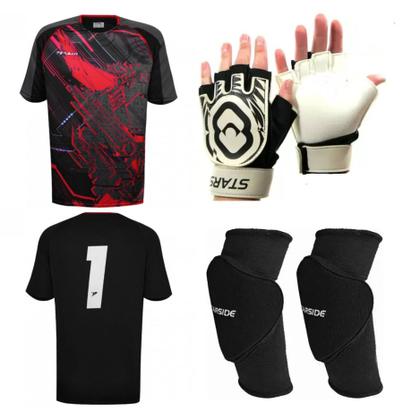 Imagem de Kit Goleiro Luva Camisa Joelheira