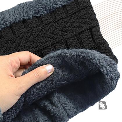 Imagem de Kit Gorro de Frio e Cachecol Estilo Gola Para Inverno Touca e Protetor de Pescoço Bordas Felpudas