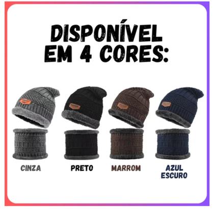 Imagem de Kit Gorro Touca + Gola Cachecol Protetor Pescoço Lã Inverno
